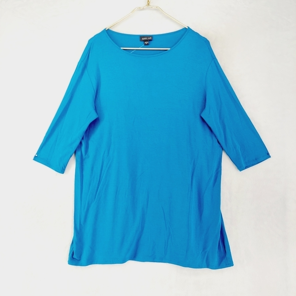 NEW J. Jill Blue Rayon 1/2 Sleeve Crew Neck Summer Top T-shirt P811